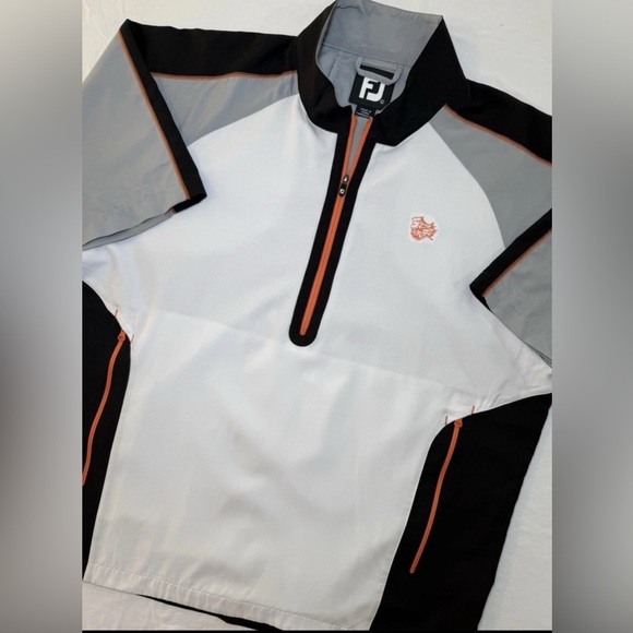 Foot Joy Golf Wind Shirt Jacket Mens L Quarter Zip Pullover Gray Black Poseidon - Picture 11 of 14